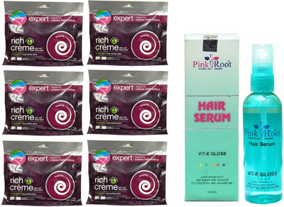 Pink Root Hair Serum and GODREJ EXPERT Rich Me 4.16 Burgundy 6 Pcs(Set of 7)