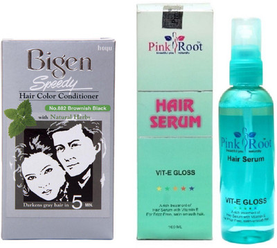 Pink Root Hair Serum and Bigen Speedy Hair Color Conditioner with Natural Herbs 882 (Brownish Black)(Set of 2)
Pink Root Hair Serum and Bigen Speedy Hair Color Conditioner with Natural Herbs 882 (Brownish Black)(Set of 2)