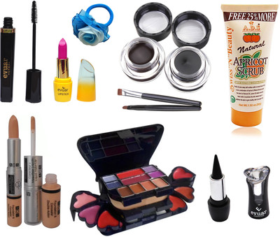 Evuar Herbal Mascara, Lipstick, Gel Eyeliner, Scrub, Makeup Kit, Kajal, Foundation and Concealer (2 in 1) and Band(Set of 8)
Evuar Herbal Mascara, Lipstick, Gel Eyeliner, Scrub, Makeup Kit, Kajal, Foundation and Concealer (2 in 1) and Band(Set of 8)
