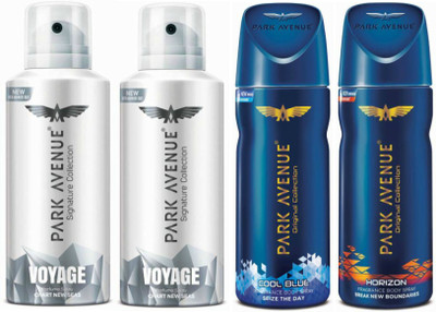 Park Avenue Two Voyage Signature, One Cool Blue, One Horizon Deodorant Combo for Men(Pack of 4) Deodorant Spray - For Men(400 g, Pack of 4)
Park Avenue Two Voyage Signature, One Cool Blue, One Horizon Deodorant Combo for Men(Pack of 4) Deodorant Spray - For Men(400 g, Pack of 4)
