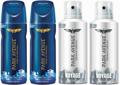 Park Avenue Two Cool Blue, Two Voyage Signature Deodorant Combo for Men(Pack of 4) Deodorant Spray - For Men(400 g, Pack of 4)
Park Avenue Two Cool Blue, Two Voyage Signature Deodorant Combo for Men(Pack of 4) Deodorant Spray - For Men(400 g, Pack of 4)