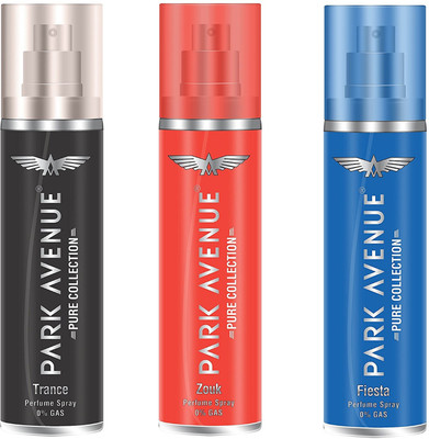 Park Avenue Trance, Zouk and Fiesta Pure Collection Perfume Spray 135ML Each (Pack of 3) Perfume Body Spray - For Men & Women(405 ml, Pack of 3)
Park Avenue Trance, Zouk and Fiesta Pure Collection Perfume Spray 135ML Each (Pack of 3) Perfume Body Spray - For Men & Women(405 ml, Pack of 3)
