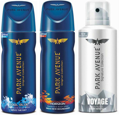 Park Avenue One Cool Blue, One Horizon, One Voyage Signature Deodorant Combo for Men(Pack of 3) Deodorant Spray - For Men(300 g, Pack of 3)
Park Avenue One Cool Blue, One Horizon, One Voyage Signature Deodorant Combo for Men(Pack of 3) Deodorant Spray - For Men(300 g, Pack of 3)