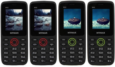 Mymax M42 Combo of Four Mobiles(Black&Red$$Black&Red$$Black&Green$$Black&Green)