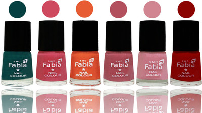 Fabia Exclusive Nail Polish Dark Green-Shock Pink-Sour Orange-Mauve Pink-Rose-Red(Pack of 6)
Fabia Exclusive Nail Polish Dark Green-Shock Pink-Sour Orange-Mauve Pink-Rose-Red(Pack of 6)
