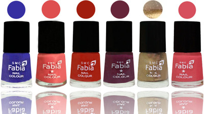 Fabia Exclusive Nail Polish Shock Blue-Salmon-Shock Orange Red-Mulberry-Gold-Punch Pink(Pack of 6)
Fabia Exclusive Nail Polish Shock Blue-Salmon-Shock Orange Red-Mulberry-Gold-Punch Pink(Pack of 6)