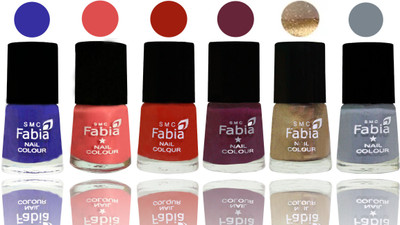 Fabia Exclusive Nail Polish Shock Blue-Salmon-Shock Orange Red-Mulberry-Gold-Wild Gray Yonder(Pack of 6)
Fabia Exclusive Nail Polish Shock Blue-Salmon-Shock Orange Red-Mulberry-Gold-Wild Gray Yonder(Pack of 6)
