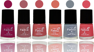 Fabia Exclusive Nail Polish Raspberry-Lip-Bazooka Joe-Light Peach-Wild Gray Yonder-Punch Pink(Pack of 6)
Fabia Exclusive Nail Polish Raspberry-Lip-Bazooka Joe-Light Peach-Wild Gray Yonder-Punch Pink(Pack of 6)