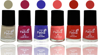 Fabia Exclusive Nail Polish Tan-Cherry Blossom-Shock Blue-Salmon-Shock Orange Red-Candy Orange(Pack of 6)
Fabia Exclusive Nail Polish Tan-Cherry Blossom-Shock Blue-Salmon-Shock Orange Red-Candy Orange(Pack of 6)
