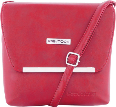 Fantosy Women Casual Red Leatherette Sling Bag
