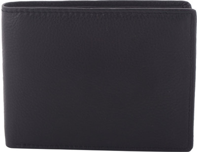 Husamsons Men Black Genuine Leather Wallet(9 Card Slots)