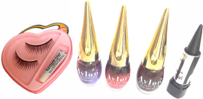 Avlon Combo of Nail Paint, Kajal, Eyelashes set(Set of 5)