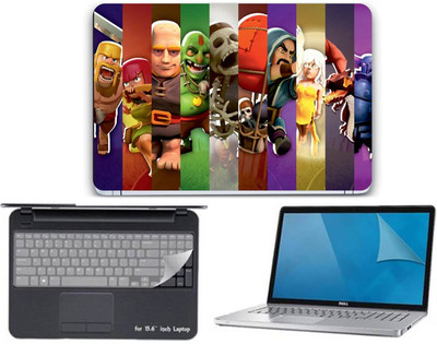 Gallery 83 ® clash of clans games characters wallpaper 3 in 1 combo pack with laptop skin sticker decal, key guard, Screen protector all are laptop 15.6 inch Combo Set 3579 vinyl Laptop Decal 15.6 Combo Set
