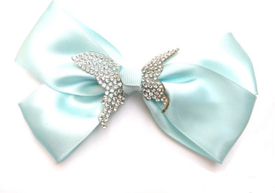 LOOK NEW Sky Blue Butterfly Diamante Hair Bow Clip Hair Clip(Blue)