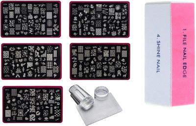 Royalkart Nail Art Stamping Jumbo 5 Image Plates (CF Plate) With Silicone Stamper & Scraper And Nail Art Buffer(Multi)
Royalkart Nail Art Stamping Jumbo 5 Image Plates (CF Plate) With Silicone Stamper & Scraper And Nail Art Buffer(Multi)