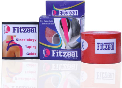 Fitzeal Kinesiology Tape, Waterproof Therapeutic and Sports Injury Tape (5m x 5cm) with Free Taping Guide Injury Tape(Red)