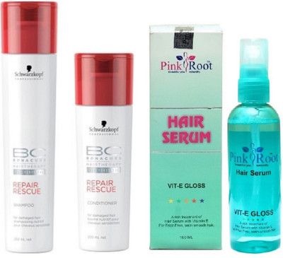 Pink Root Hair Serum and Schwarzkopf BC BonaCure Repair Rescue Shampoo + Conditioner(Set of 3)
Pink Root Hair Serum and Schwarzkopf BC BonaCure Repair Rescue Shampoo + Conditioner(Set of 3)