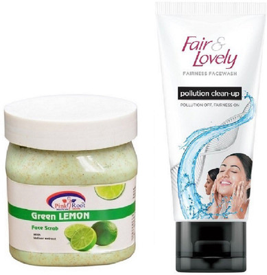 Pink Root Green Lemon Scrub 500ml and Fair & Lovely Fairness FaceWash Pollution Clean-Up 100gm(Set of 2)
Pink Root Green Lemon Scrub 500ml and Fair & Lovely Fairness FaceWash Pollution Clean-Up 100gm(Set of 2)