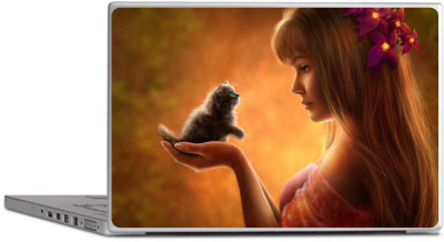 PRINTCLUB Cute Girl Laptop Sticker 15.6 inch-Laptop Skin-2018-70 Vinyl Laptop Decal 15.6