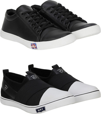 Knot n Lace Combo Pack of 2 Casual Sneakers Sneakers For Men(Black, Black, White