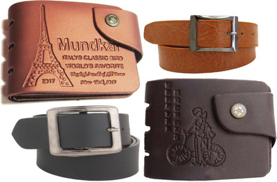 Peacock Mundkar Wallet, Belt Combo(Tan, Black)