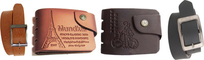 Peacock Mundkar Wallet, Belt Combo(Tan, Black)