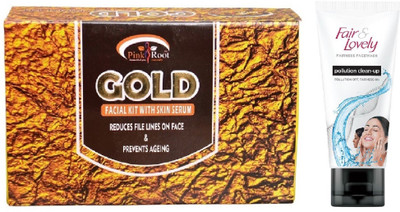 Pink Root Gold Facial Kit 83gm and Fair & Lovely Fairness FaceWash Pollution Clean-Up 100gm(Set of 2)
Pink Root Gold Facial Kit 83gm and Fair & Lovely Fairness FaceWash Pollution Clean-Up 100gm(Set of 2)