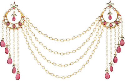 Sri Shringarr Fashion Fancy Hair Accessory/Hair Brooch/Hair Jewellery for Women Hair Chain(Gold)