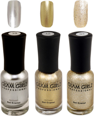 Glam Girlz Metallic & Glitter Nail Polish -Combo(10-12-93) silver, golden(Pack of 3)
Glam Girlz Metallic & Glitter Nail Polish -Combo(10-12-93) silver, golden(Pack of 3)