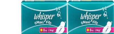 Whisper Maxi Fit L=8+8 Wings Pad Sanitary Pad(Pack of 2)