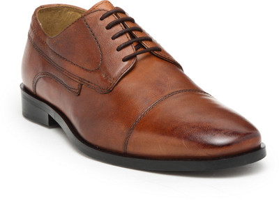 Hats Off Accessories Brown Crunch Leather Derby Shoes with Toe Cap Derby For Men(Brown