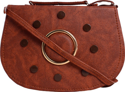 capreo Women Casual Brown PU Sling Bag
