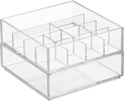 Interdesign Clarity Stackers Set 6" x 6" x 4" Makeup Vanity Box(Clear)
