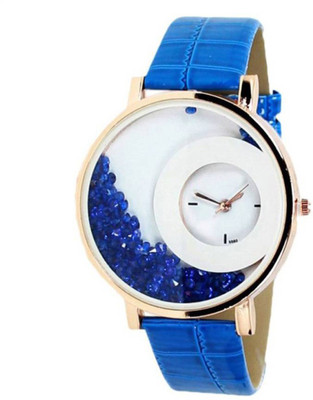 Shivam Retail Half Moon Blue Diamond Stylish Watch - For Women