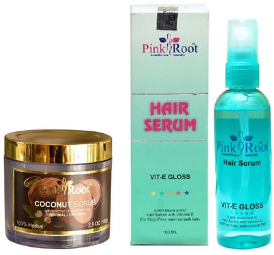 Pink Root Coconut Scrub 100gm and Hair Serum 100ml(Set of 2)