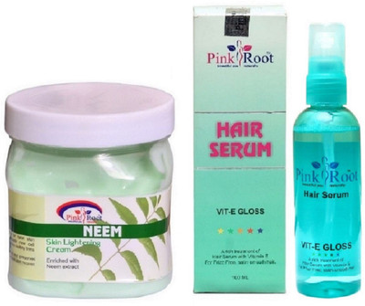 Pink Root Neem Cream 500ml and Hair Serum 100ml(Set of 2)