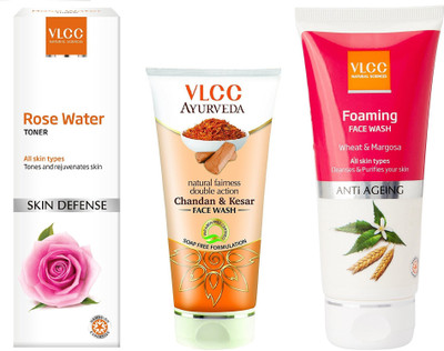 VLCC Rose water toner 100ml + Chandan kesar face wash 100ml + Foaming Face wash 100ml(Set of 3)
VLCC Rose water toner 100ml + Chandan kesar face wash 100ml + Foaming Face wash 100ml(Set of 3)