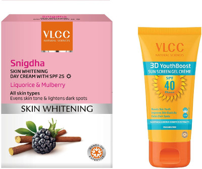 VLCC Skin whitening snigdha day cream spf 25 50gm + 3D Boost Spf 40 sunscreen gel cream 50gm(Set of 2)
VLCC Skin whitening snigdha day cream spf 25 50gm + 3D Boost Spf 40 sunscreen gel cream 50gm(Set of 2)