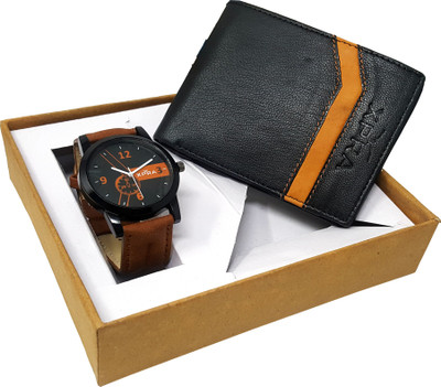 Xpra Analog Watch Combo(Black, Brown)