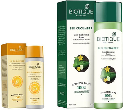 BIOTIQUE BIO Sandalwood Ultra Soothing Face Lotion 50+ SPF UVA/UVB, Cucumber Pore Tightening Toner(Set of 2)
BIOTIQUE BIO Sandalwood Ultra Soothing Face Lotion 50+ SPF UVA/UVB, Cucumber Pore Tightening Toner(Set of 2)