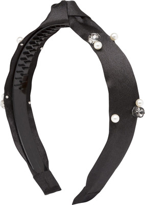 Globus Knotted Embellished Fabric Hair Band Hair Band(Black)