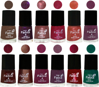 Fabia Exclusive Nail Polish (Set of 12 Pcs) Everglade-Dark Peach-Light Coffee-Cherry Blossom-Light Jam-Dark Red Chrome-Cherry Pink-Dark Magenta-Dark Purple-Royal Red-Brinjal Purple-Green(Pack of 12)
Fabia Exclusive Nail Polish (Set of 12 Pcs) Everglade-Dark Peach-Light Coffee-Cherry Blossom-Light Jam-Dark Red Chrome-Cherry Pink-Dark Magenta-Dark Purple-Royal Red-Brinjal Purple-Green(Pack of 12)