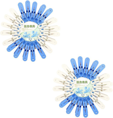 HOMEPLASTO Clips Large Plastic Cloths(Set of 40, Blue & White)