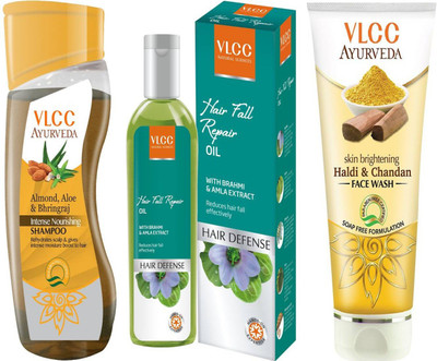 VLCC Intense nourishing shampoo 100ml + Hairfall repair oil 100ml + Haldi & Chandan face wash 100ml(Set of 3)
VLCC Intense nourishing shampoo 100ml + Hairfall repair oil 100ml + Haldi & Chandan face wash 100ml(Set of 3)