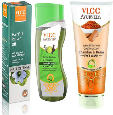 VLCC Hair fall control shampoo 100ml + Hair fall repair oil 100ml+ Chandan & Kesar face wash 100ml(Set of 3)
VLCC Hair fall control shampoo 100ml + Hair fall repair oil 100ml+ Chandan & Kesar face wash 100ml(Set of 3)