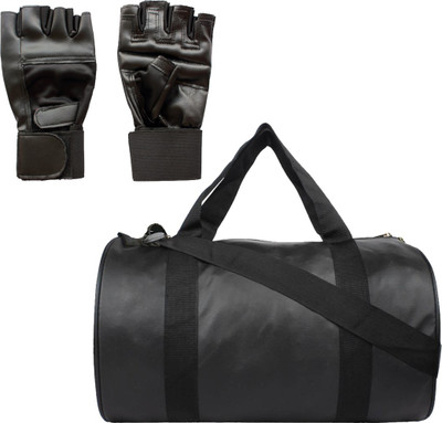 Hipkoo 2520 Gym Leather Bag with Gloves Gym & Fitness Kit