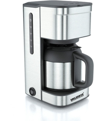 Smiledrive Premium Drip Coffee Maker Machine With Free Re-Usable Nylon Filter, Double- Walled Stainless Steel Vacuum Flask & Water Level Gauge-1.2 Ltr Capacity 12 Coffee Maker(Silver)
Smiledrive Premium Drip Coffee Maker Machine With Free Re-Usable Nylon Filter, Double- Walled Stainless Steel Vacuum Flask & Water Level Gauge-1.2 Ltr Capacity 12 Coffee Maker(Silver)
