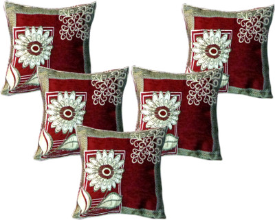 Creative Homes Floral Cushions Cover(Pack of 5, 40 cm*40 cm, Maroon)