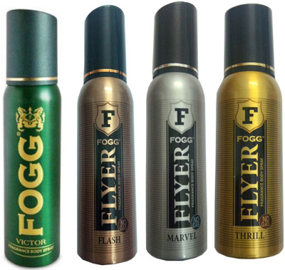 Fogg FLYER FLASH DEODORANT 120 ML+FLYER MARVEL DEODORANT 120+FLYER THRILL DEODORANT 120 ML+VICTOR DEODORANT 120 ML Deodorant Spray - For Men & Women(120 ml, Pack of 4)
Fogg FLYER FLASH DEODORANT 120 ML+FLYER MARVEL DEODORANT 120+FLYER THRILL DEODORANT 120 ML+VICTOR DEODORANT 120 ML Deodorant Spray - For Men & Women(120 ml, Pack of 4)