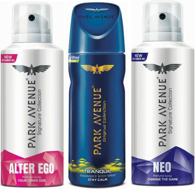 Park Avenue 1 Alter Ego & 1 Tranquil & 1 Neo Body Spray - For Men(390 ml, Pack of 3)
Park Avenue 1 Alter Ego & 1 Tranquil & 1 Neo Body Spray - For Men(390 ml, Pack of 3)